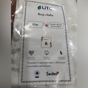 White Cotton Burp Cloths - Pack of 6
